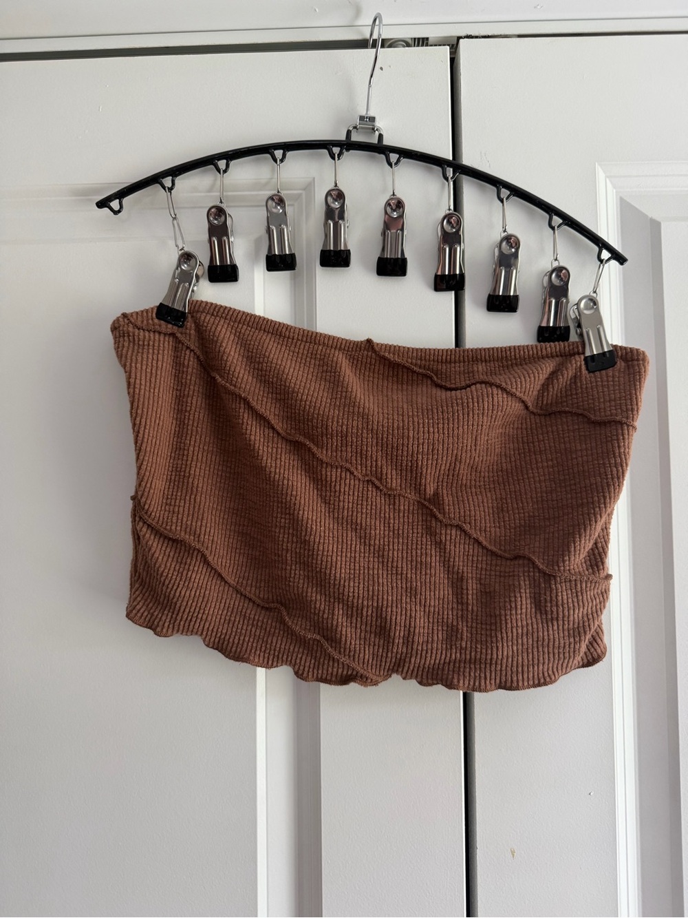 Brown Ribbed Tube Top